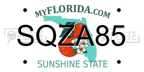 SQZA85 Florida License Plate
