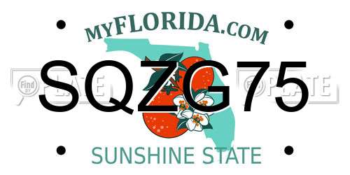 SQZG75 Florida License Plate