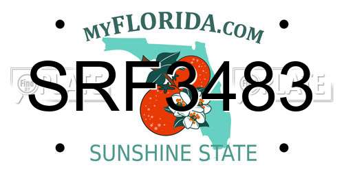 SRF3483 Florida License Plate