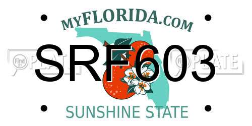 SRF603 Florida License Plate