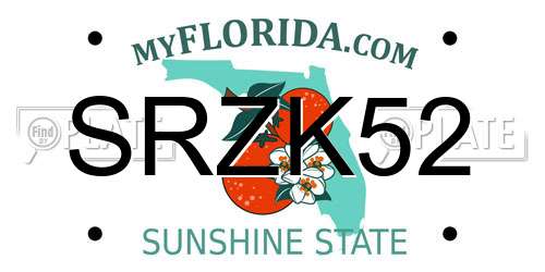 SRZK52 Florida License Plate