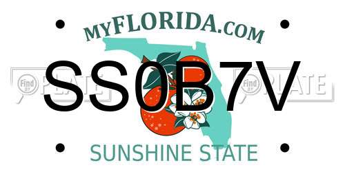 SS0B7V Florida License Plate