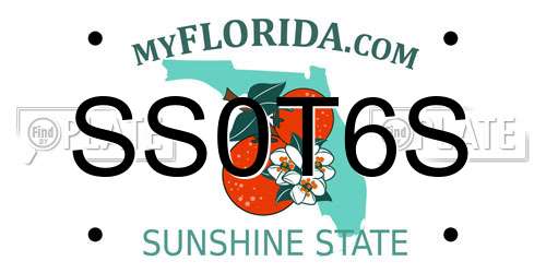 SS0T6S Florida License Plate