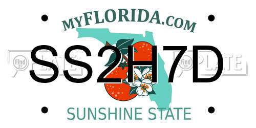 SS2H7D Florida License Plate