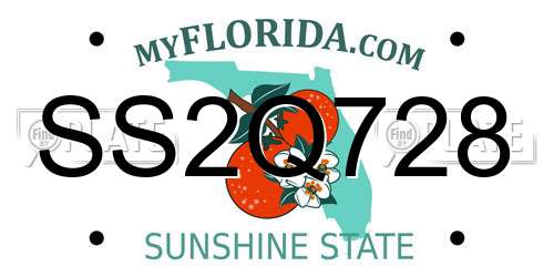 SS2Q728 Florida License Plate