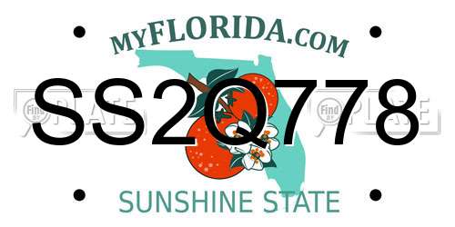SS2Q778 Florida License Plate