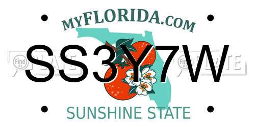 SS3Y7W Florida License Plate