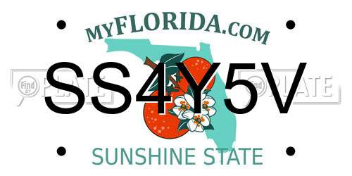 SS4Y5V Florida License Plate