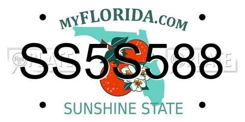 SS5S588 Florida License Plate