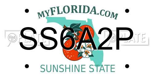 SS6A2P Florida License Plate