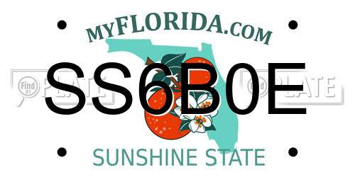 SS6B0E Florida License Plate