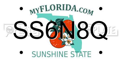 SS6N8Q Florida License Plate