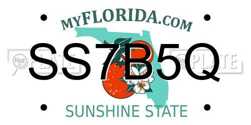 SS7B5Q Florida License Plate