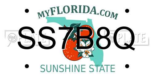 SS7B8Q Florida License Plate