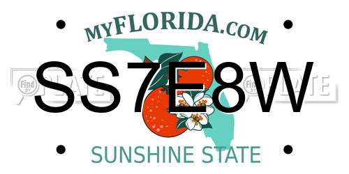 SS7E8W Florida License Plate