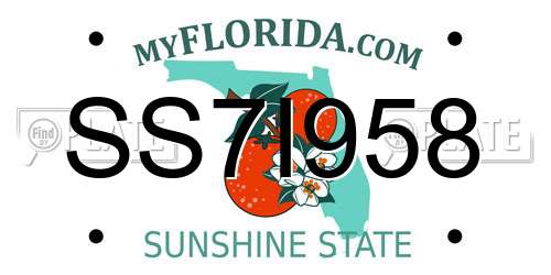 SS7I958 Florida License Plate