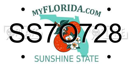 SS7O728 Florida License Plate