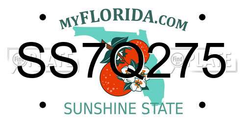 SS7Q275 Florida License Plate