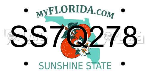 SS7Q278 Florida License Plate