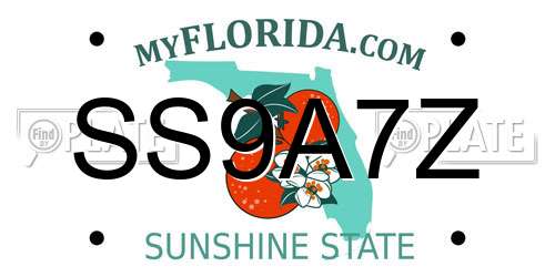 SS9A7Z Florida License Plate