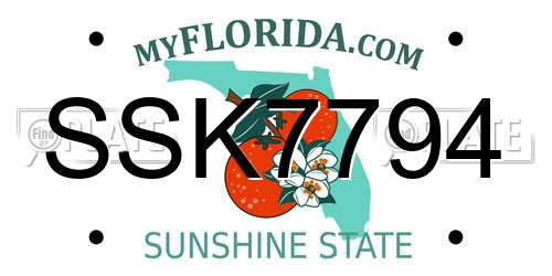 SSK7794 Florida License Plate