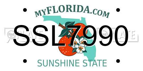 SSL7990 Florida License Plate