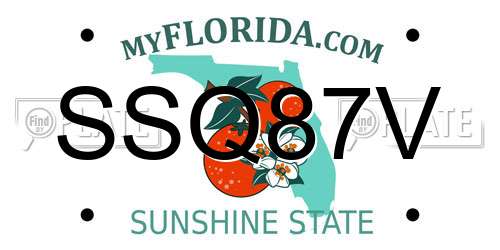 SSQ87V Florida License Plate