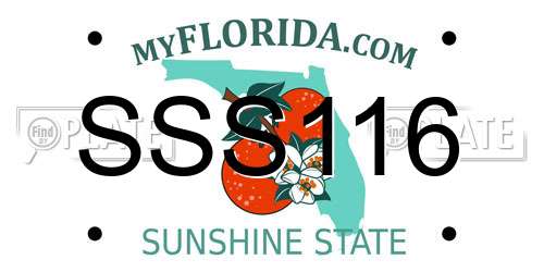SSS116 Florida License Plate