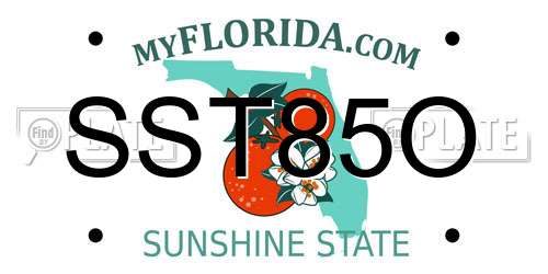 SST85O Florida License Plate