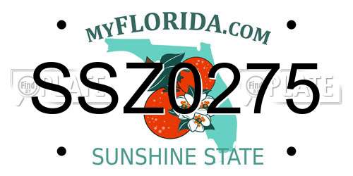 SSZ0275 Florida License Plate