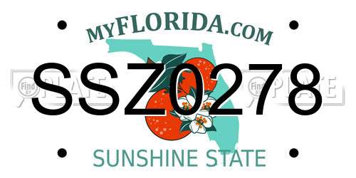 SSZ0278 Florida License Plate