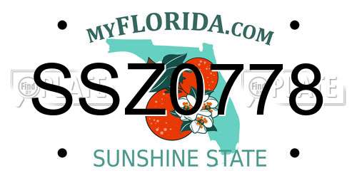 SSZ0778 Florida License Plate