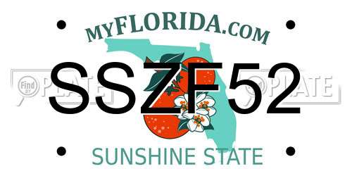 SSZF52 Florida License Plate