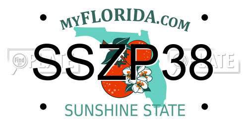 SSZP38 Florida License Plate