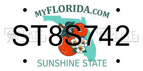 ST8S742 Florida License Plate