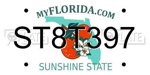 ST8T397 Florida License Plate