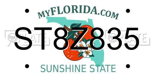 ST8Z835 Florida License Plate