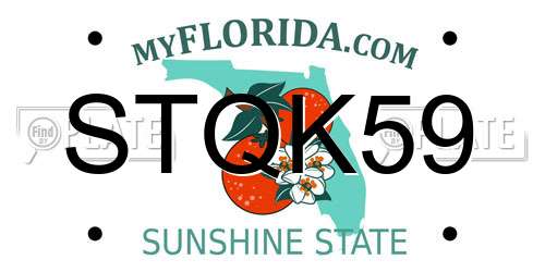 STQK59 Florida License Plate