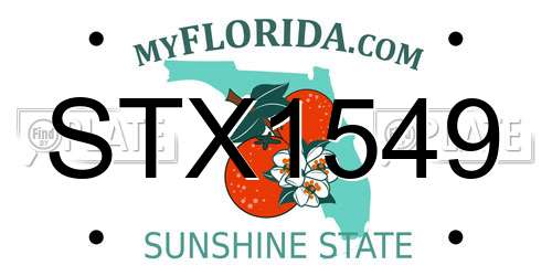 STX1549 Florida License Plate