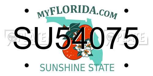 SU54075 Florida License Plate