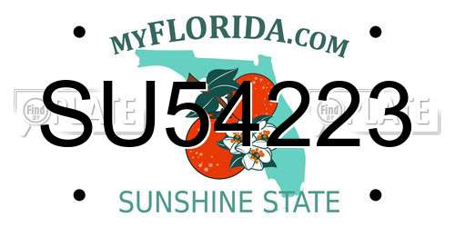 SU54223 Florida License Plate