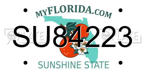 SU84223 Florida License Plate