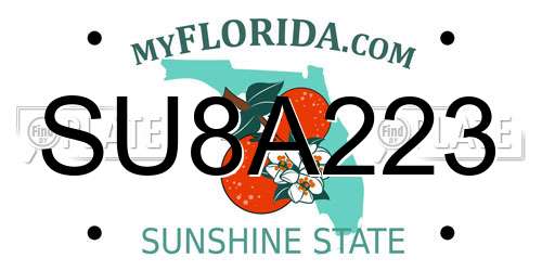 SU8A223 Florida License Plate