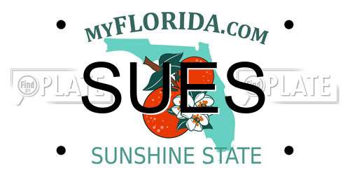 SUES Florida License Plate