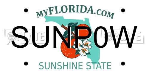 SUNP0W Florida License Plate