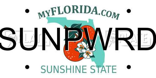 SUNPWRD Florida License Plate