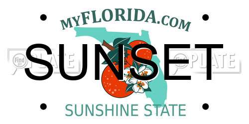 SUNSET Florida License Plate
