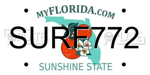 SURF772 Florida License Plate
