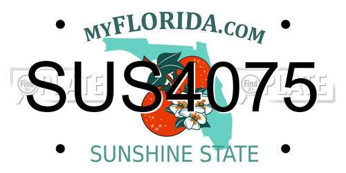 SUS4075 Florida License Plate