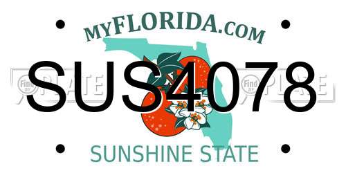SUS4078 Florida License Plate
